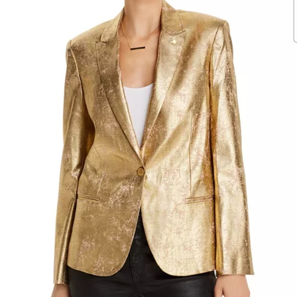 Zadig and Voltaire Gold Metallic Women's Blazer/Party Jacket